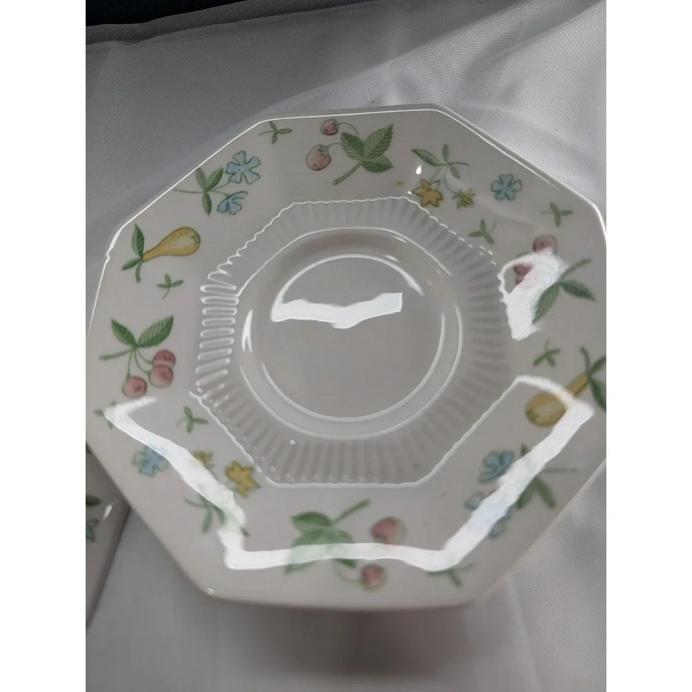 MCM Independence Interpace Japan Footed Teacup & Saucer | Mixed Fruit Floral
